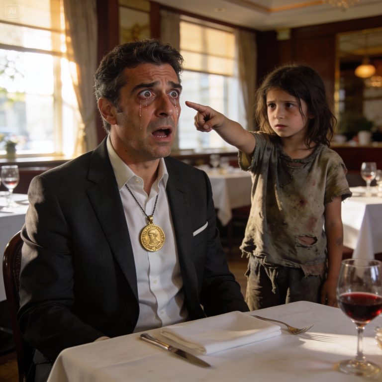 Estaba almorzando en el restaurante más caro de Madrid cuando una niña pobre señaló el medallón de mi esposa fallecida y dijo cinco palabras que detuvieron mi corazón y destaparon la traición más cruel de mi propia familia
